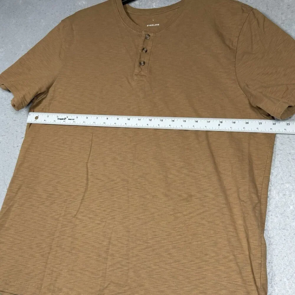 Everlane Shirt Men Large Brown Henley Pullover T Tee Slub Cotton Classic Casual - Picture 5 of 9